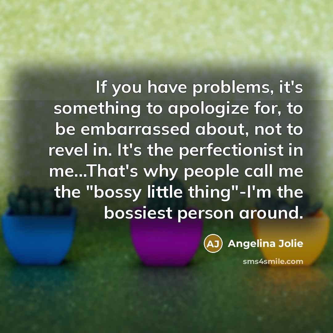“If you have problems, it's something to apologize for, to…” quote by Angelina Jolie