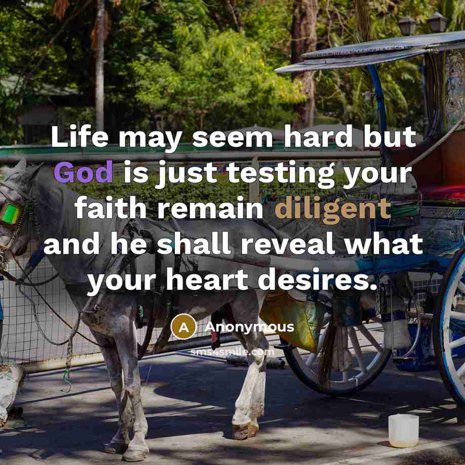 “Life may seem hard but God is just testing your…” quote by Anonymous