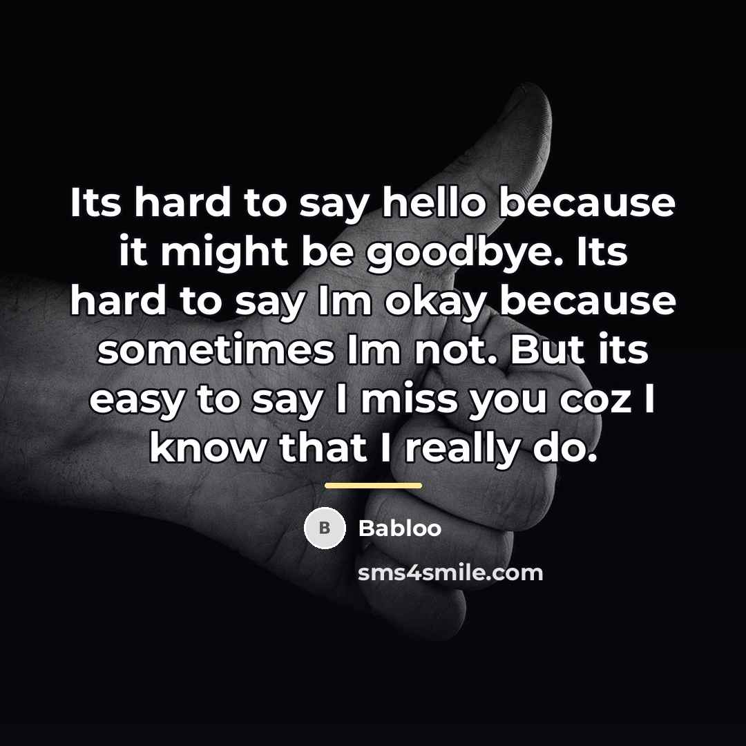 “Its hard to say hello because it might be goodbye.…” quote by Babloo