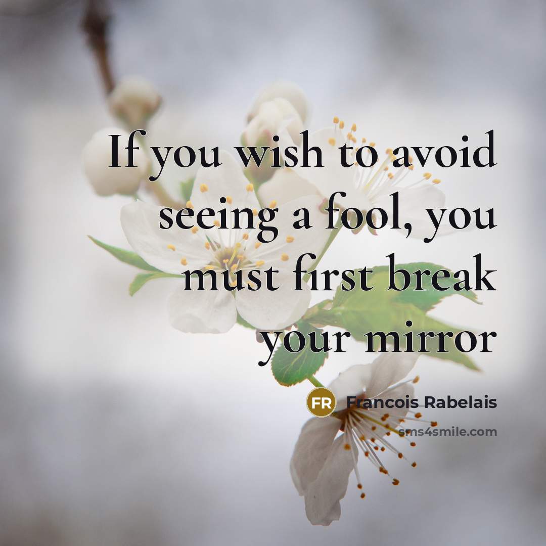 “If you wish to avoid seeing a fool, you must…” quote by Francois Rabelais