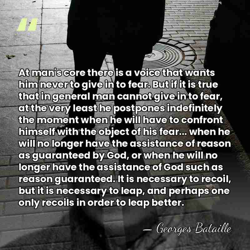 At man's core there is a voice that wants him never to&hellip; - Georges Bataille