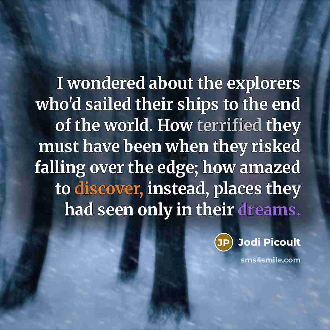 “I wondered about the explorers who'd sailed their ships to…” quote by Jodi Picoult