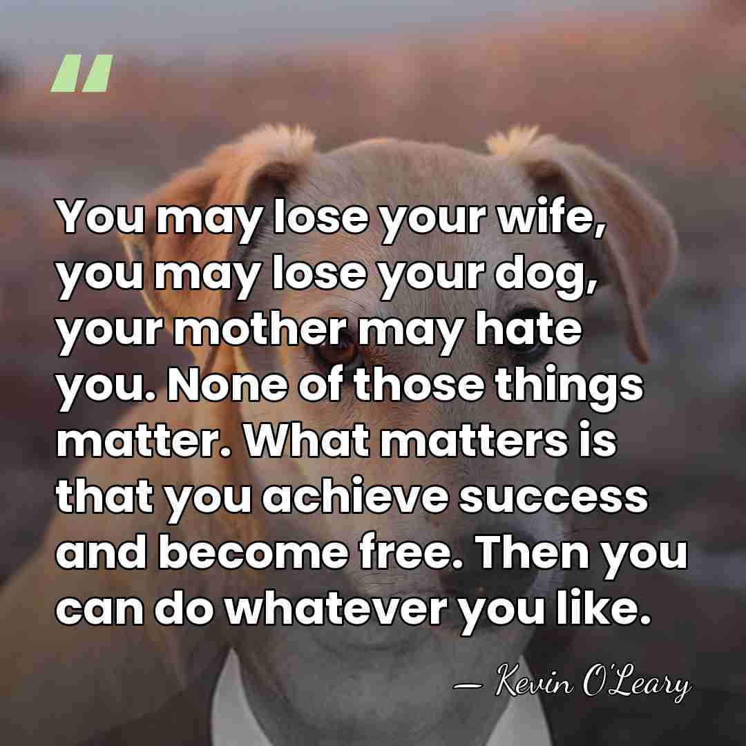 You may lose your wife, you may lose your dog, your mother&hellip; - Kevin O'Leary