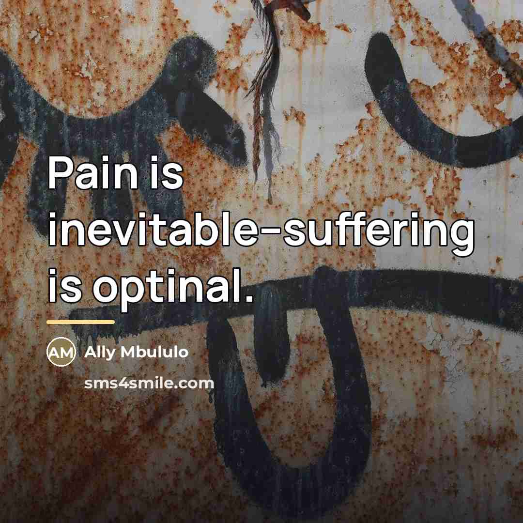 “Pain is inevitable--suffering is optinal.…” quote by Ally Mbululo