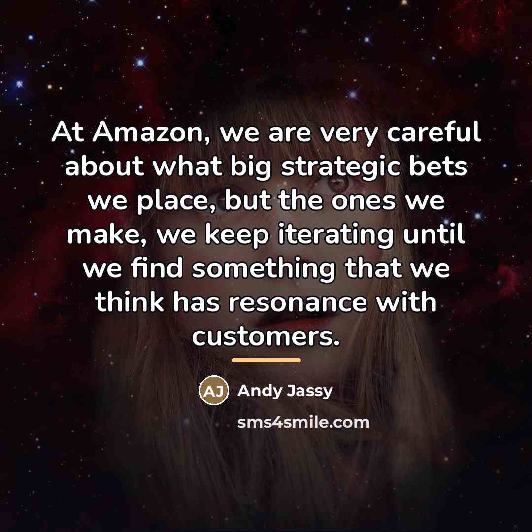“At Amazon, we are very careful about what big strategic…” quote by Andy Jassy
