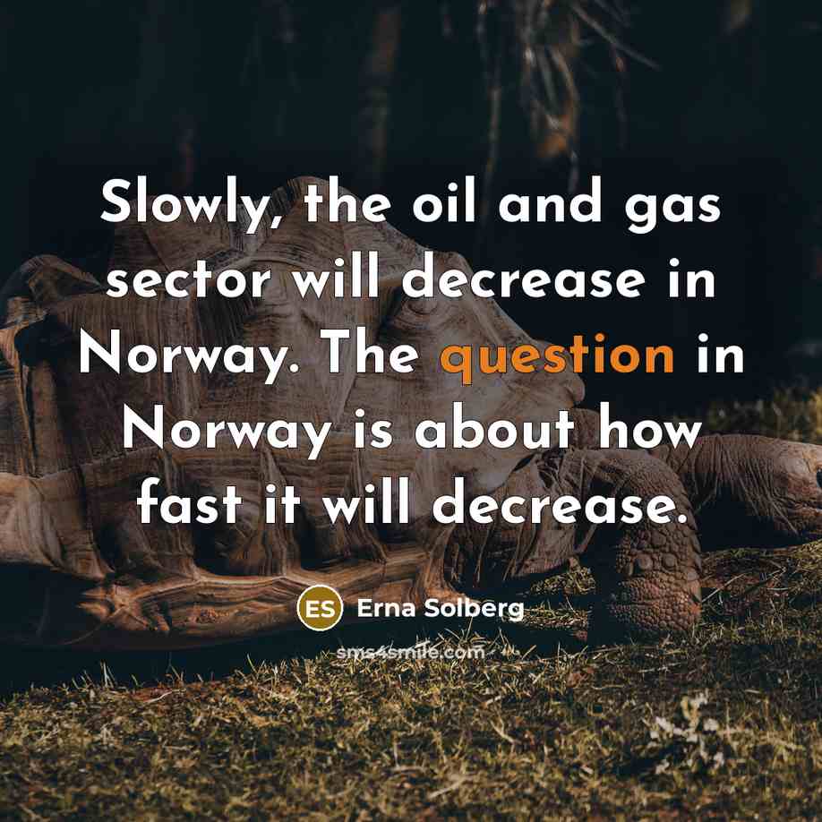 “Slowly, the oil and gas sector will decrease in Norway. The question in Norway is about how fast it will decrease.” quote by Erna Solberg
