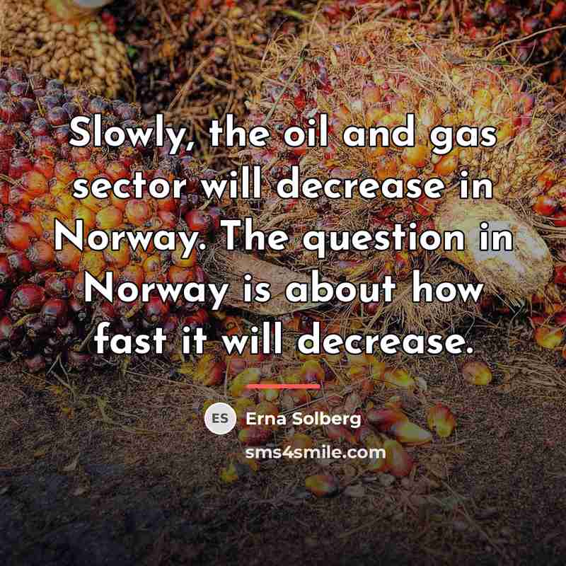 “Slowly, the oil and gas sector will decrease in Norway.…” quote by Erna Solberg
