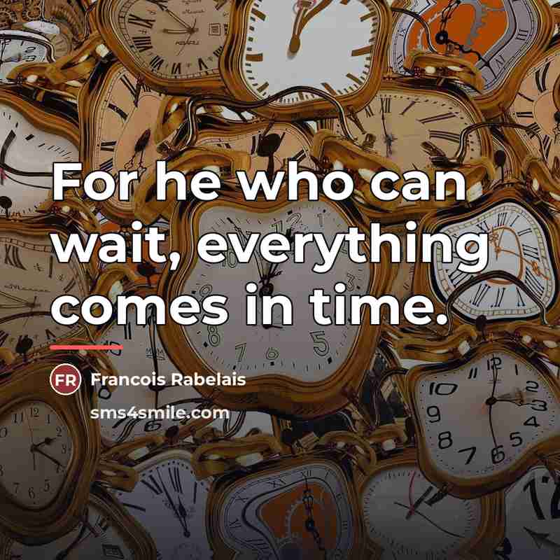 “For he who can wait, everything comes in time.…” quote by Francois Rabelais