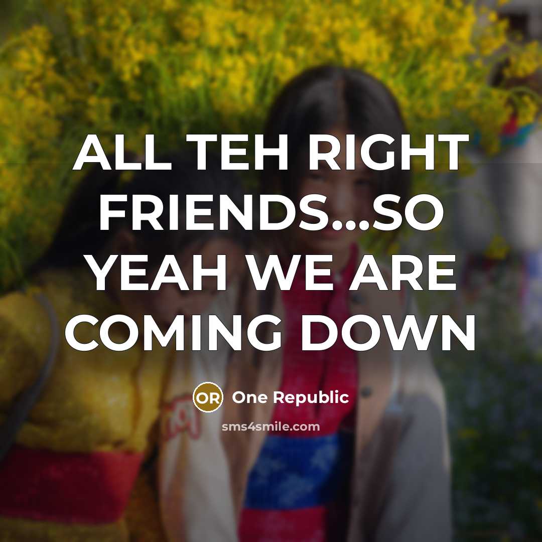 “ALL TEH RIGHT FRIENDS…SO YEAH WE ARE COMING DOWN” quote by ONE REPUBLIC