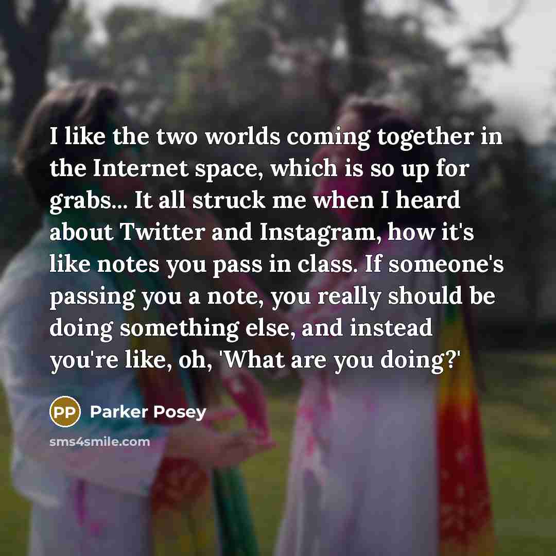 “I like the two worlds coming together in the Internet…” quote by Parker Posey