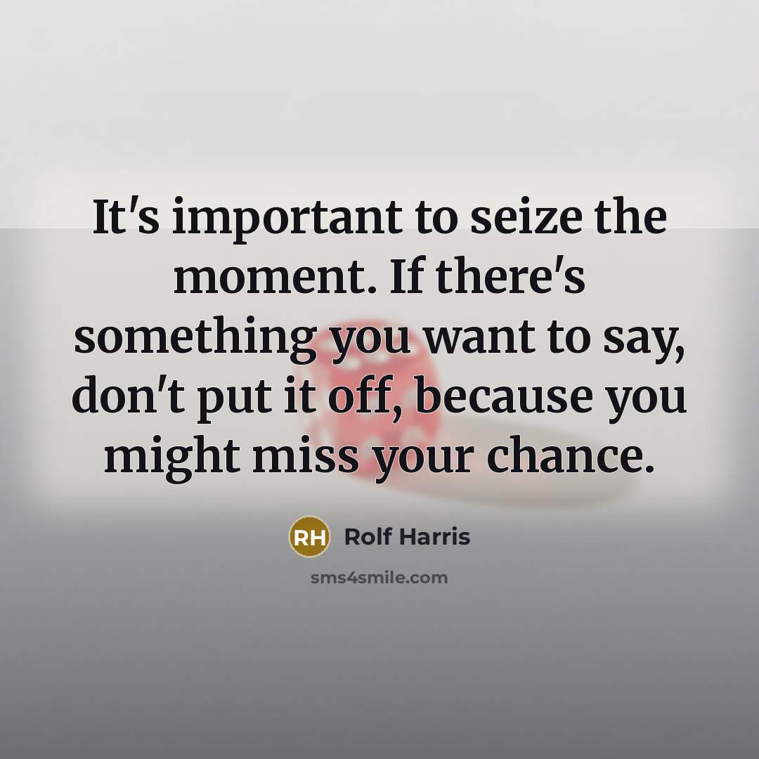 “It's important to seize the moment. If there's something you…” quote by Rolf Harris