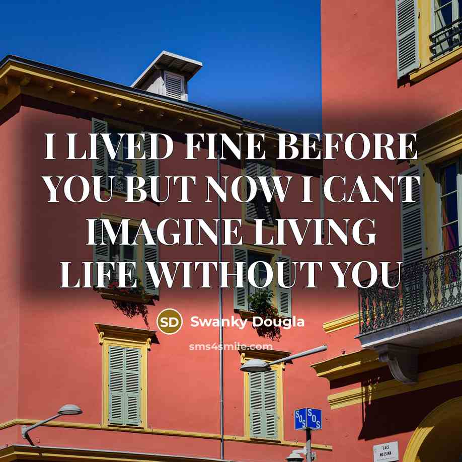 “I LIVED FINE BEFORE YOU BUT NOW I CANT IMAGINE LIVING LIFE WITHOUT YOU” quote by SWANKY DOUGLA