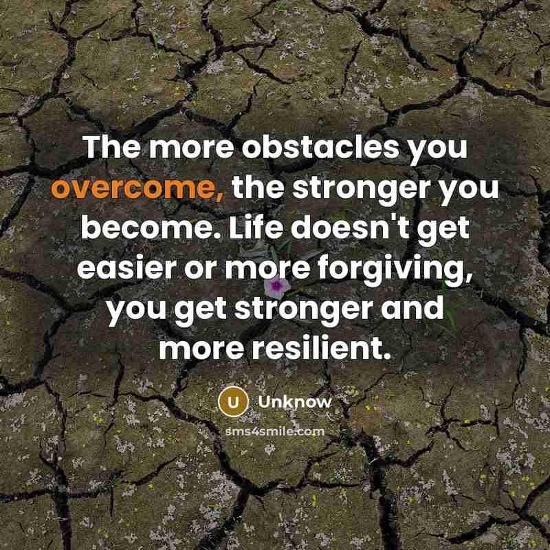 “The more obstacles you overcome, the stronger you become. Life…” quote by Unknow