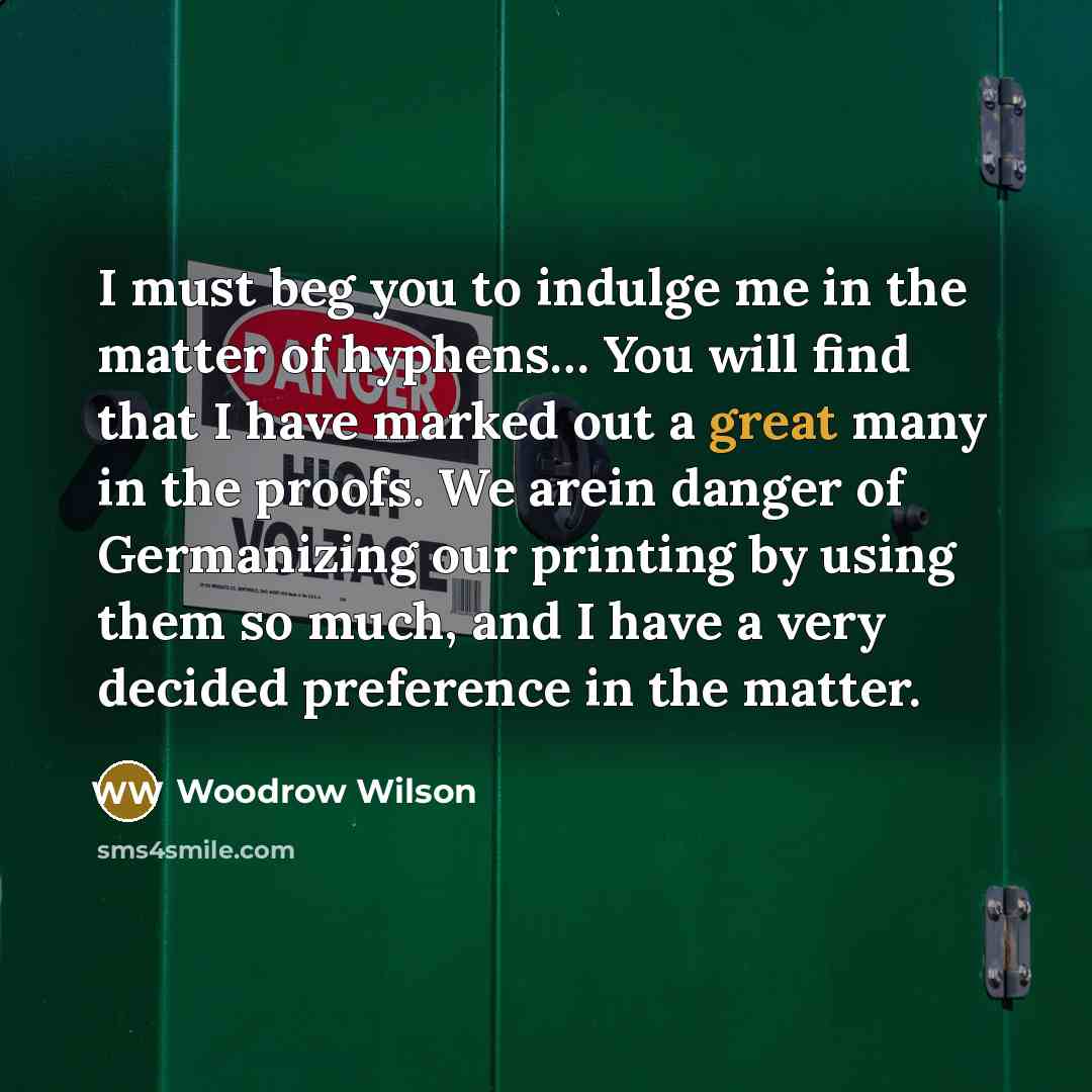 “I must beg you to indulge me in the matter…” quote by Woodrow Wilson