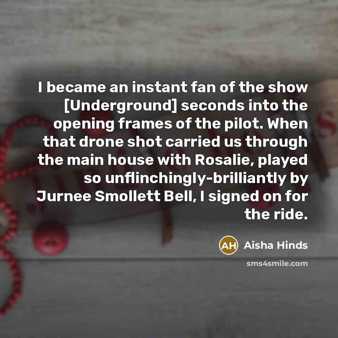 “I became an instant fan of the show [Underground] seconds…” quote by Aisha Hinds