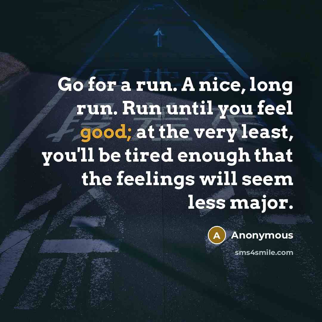 “Go for a run. A nice, long run. Run until…” quote by Anonymous