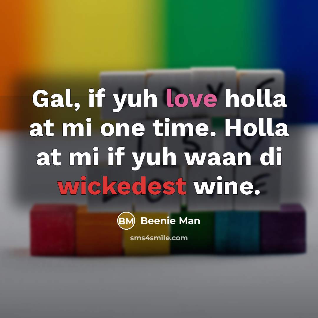 “Gal, if yuh love holla at mi one time. Holla…” quote by Beenie Man