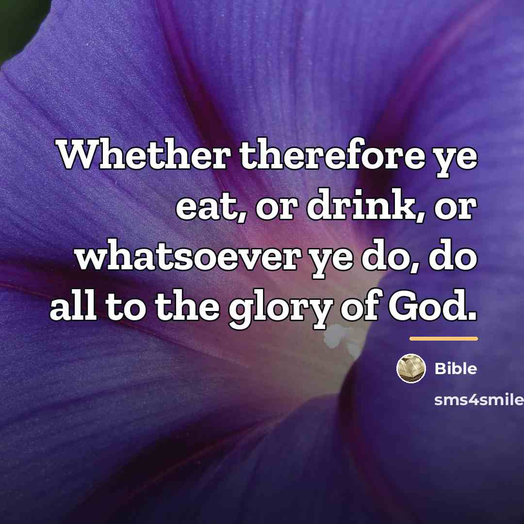 “Whether therefore ye eat, or drink, or whatsoever ye do,…” quote by Bible