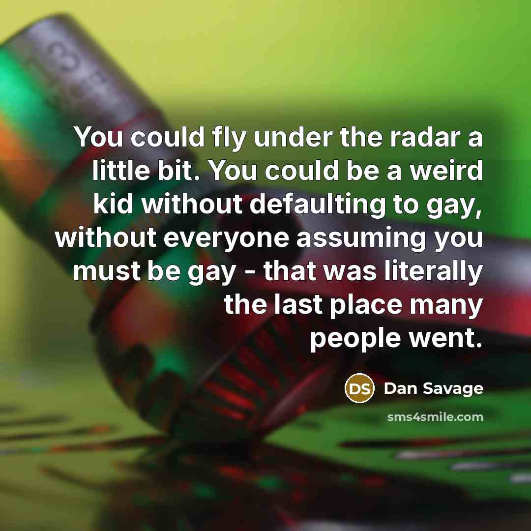“You could fly under the radar a little bit. You…” quote by Dan Savage