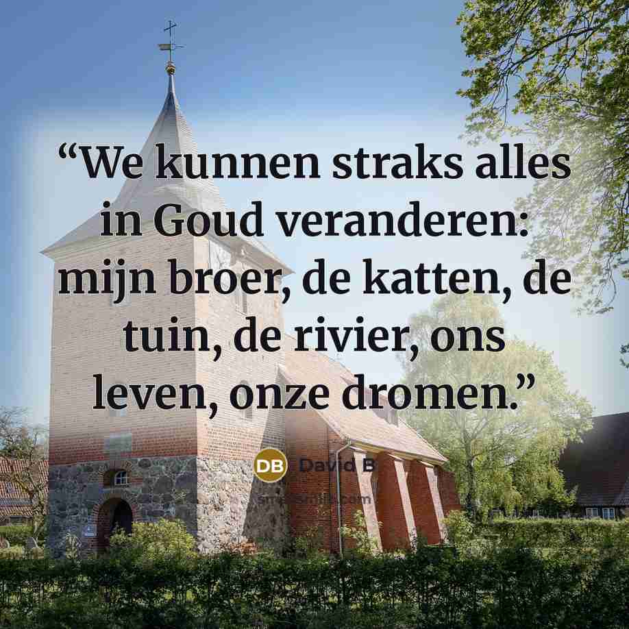 “We kunnen straks alles in Goud veranderen: mijn broer, de katten, de tuin, de rivier, ons leven, onze dromen.” quote by David B