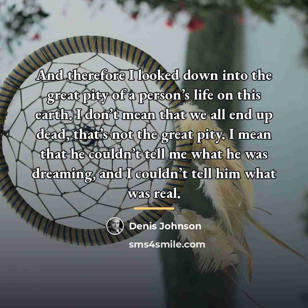 “And therefore I looked down into the great pity of…” quote by Denis Johnson