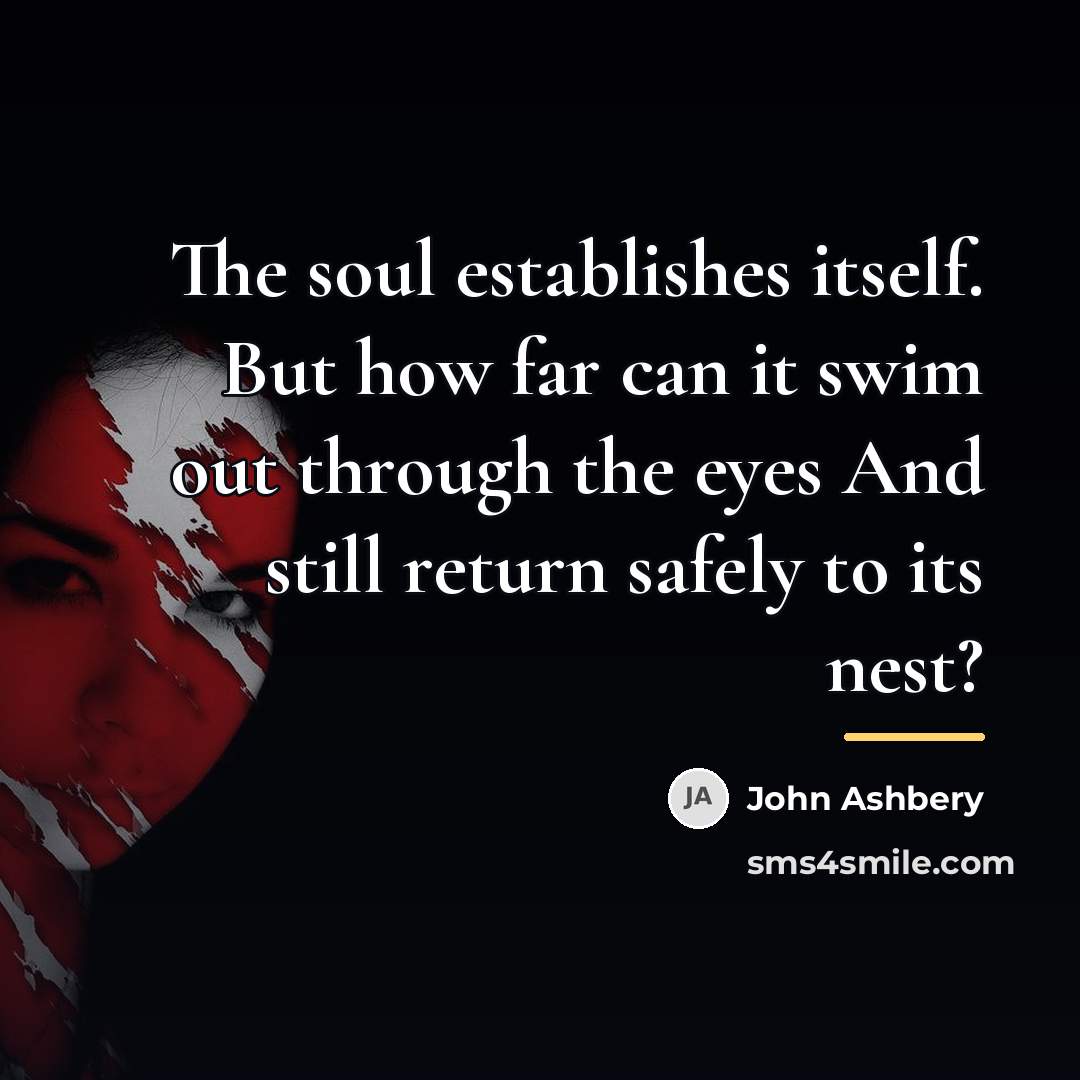 “The soul establishes itself. But how far can it swim…” quote by John Ashbery