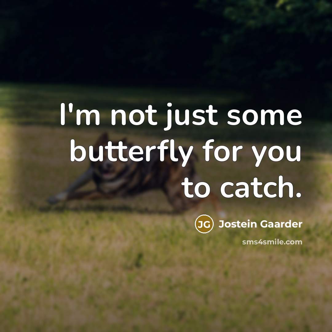 “I'm not just some butterfly for you to catch.…” quote by Jostein Gaarder
