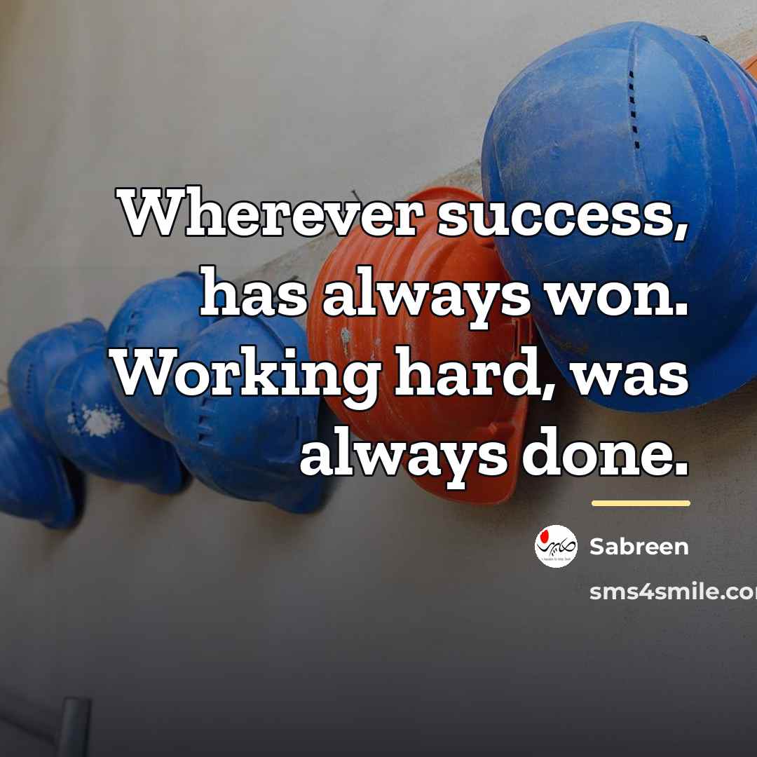 “Wherever success, has always won. Working hard, was always done.…” quote by Sabreen