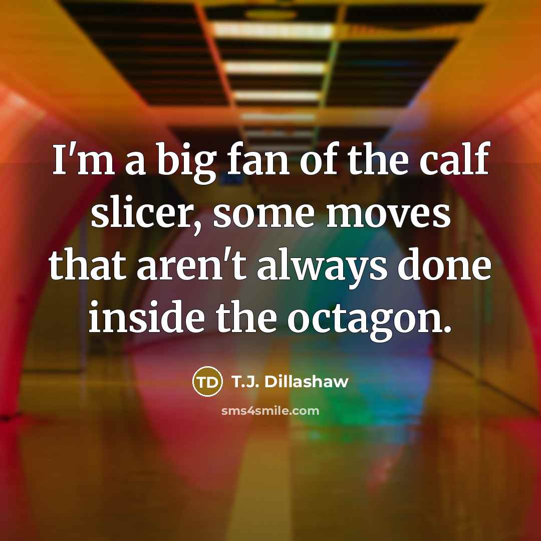 “I'm a big fan of the calf slicer, some moves…” quote by T.J. Dillashaw
