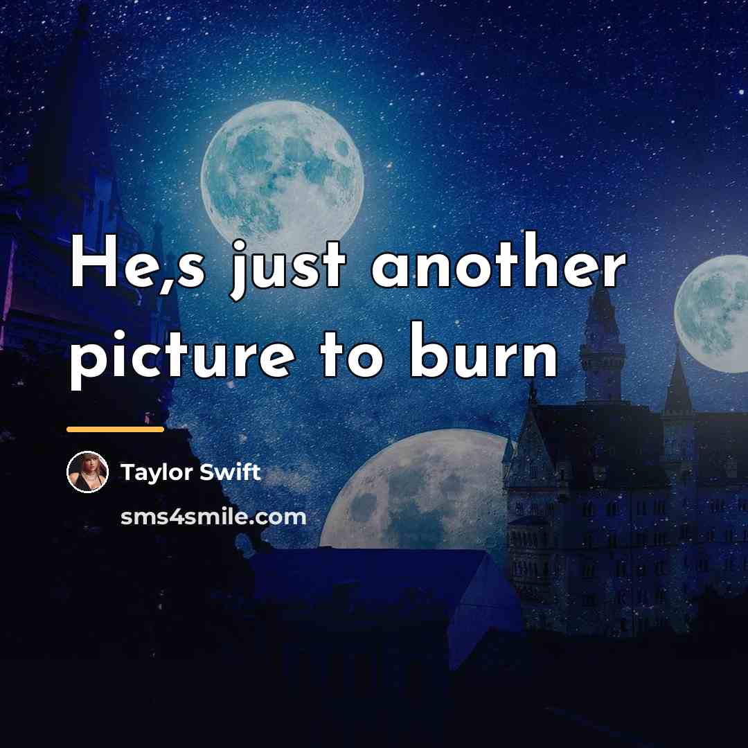 “He,s just another picture to burn…” quote by Taylor Swift