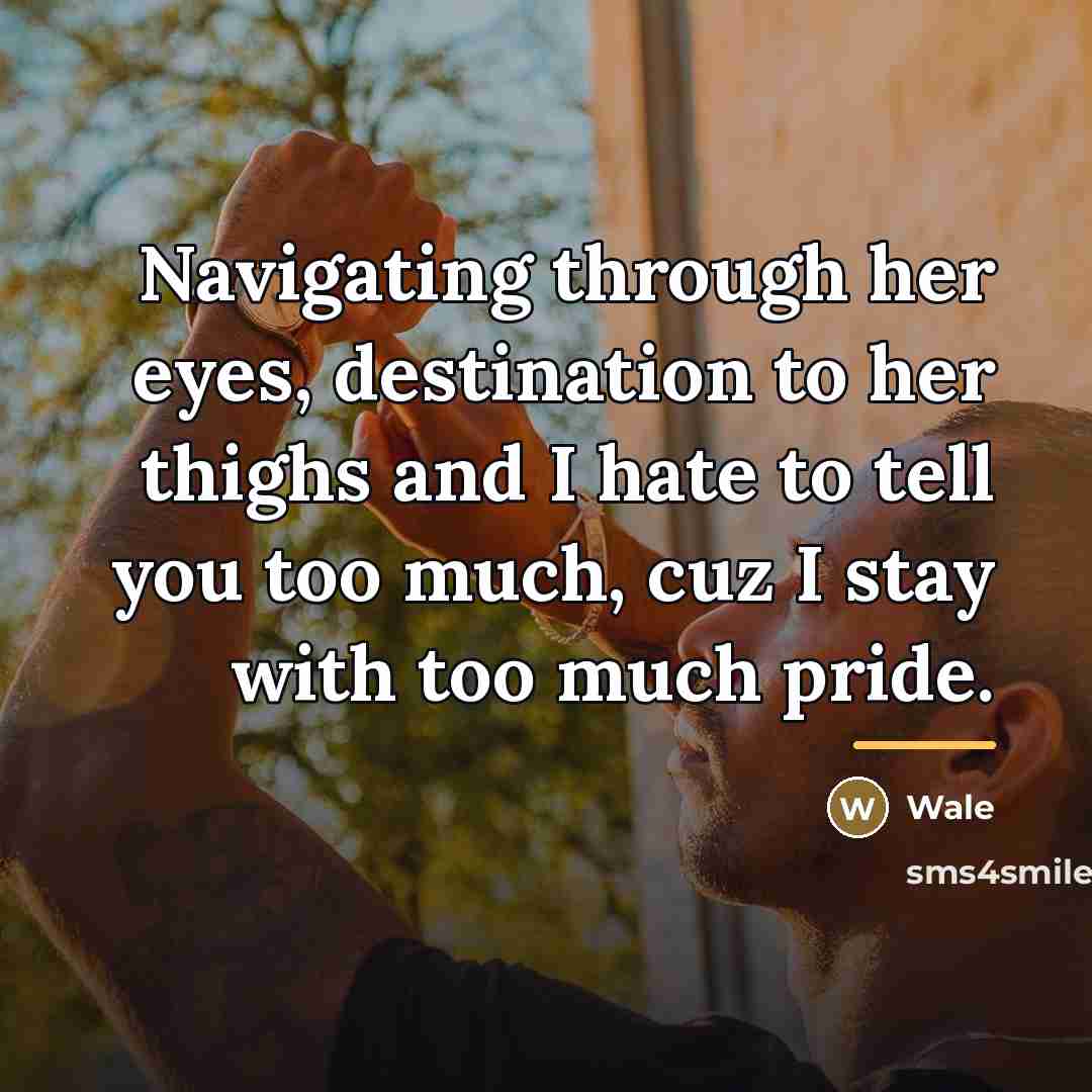 “Navigating through her eyes, destination to her thighs and I…” quote by Wale