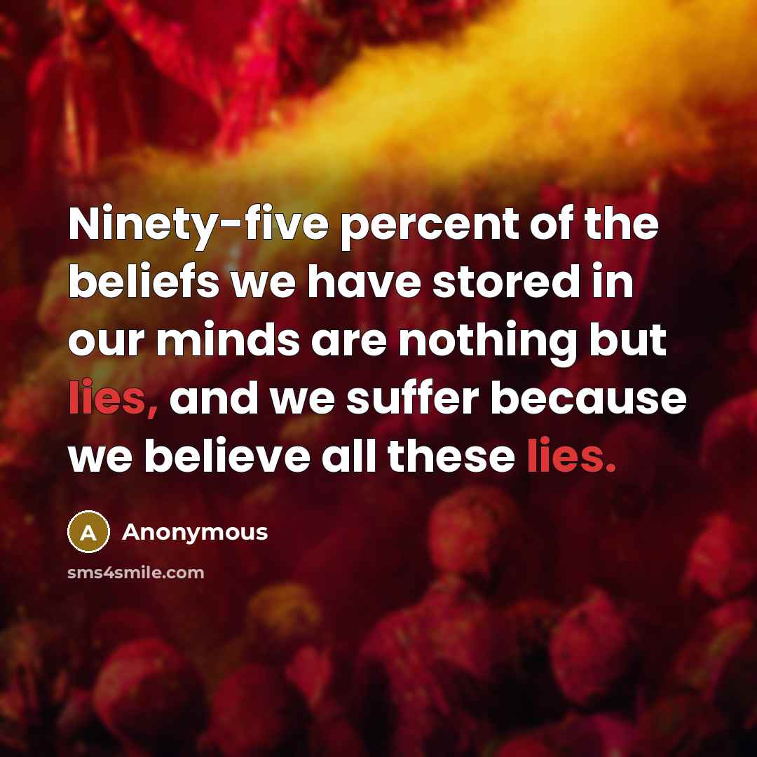“Ninety-five percent of the beliefs we have stored in our…” quote by Anonymous