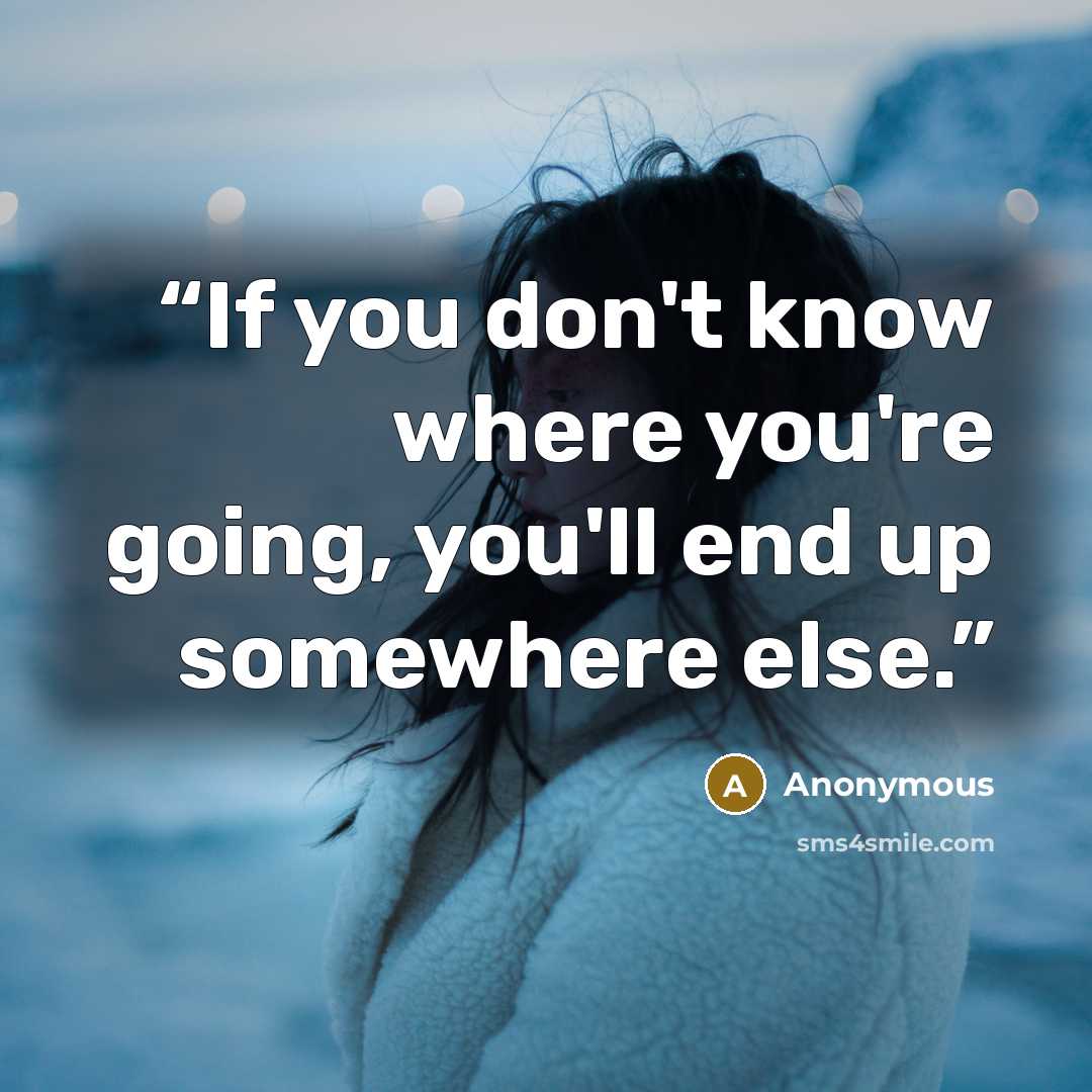 “If you don't know where you're going, you'll end up somewhere else.” quote by Anonymous