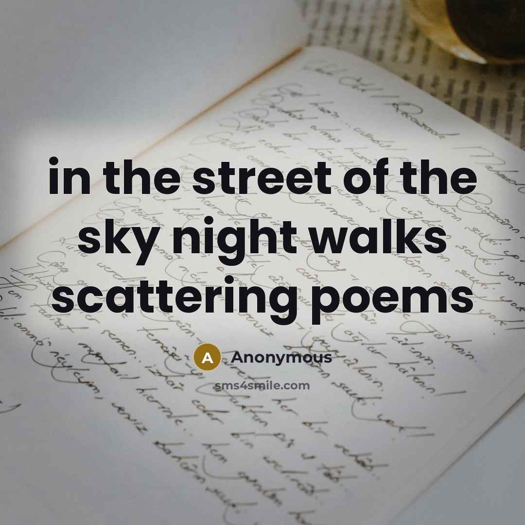 “in the street of the sky night walks scattering poems…” quote by Anonymous