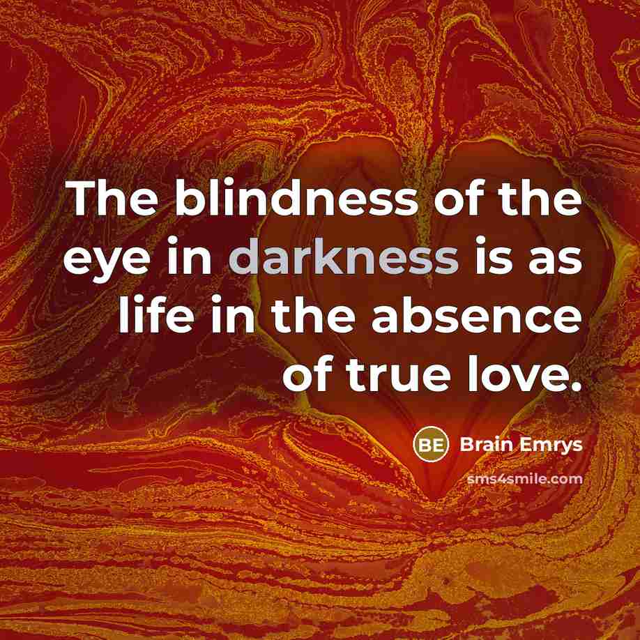 “The blindness of the eye in darkness is as life…” quote by Brain Emrys