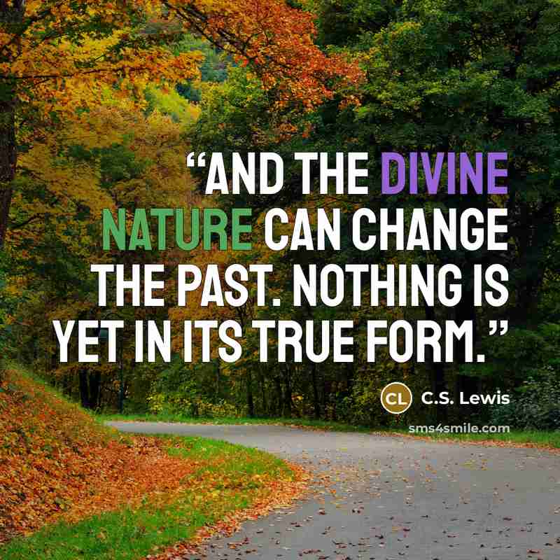 “And the Divine Nature can change the past. Nothing is yet in its true form.” quote by C.S. Lewis