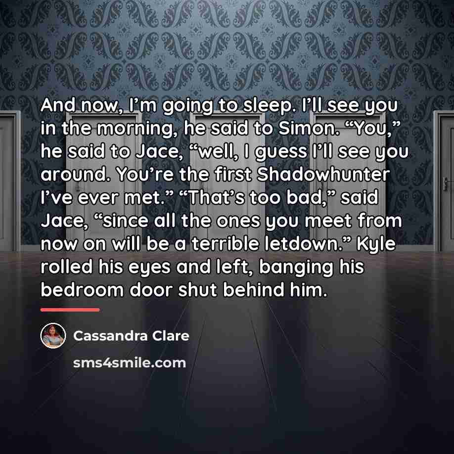 “And now, I’m going to sleep. I’ll see you in…” quote by Cassandra Clare
