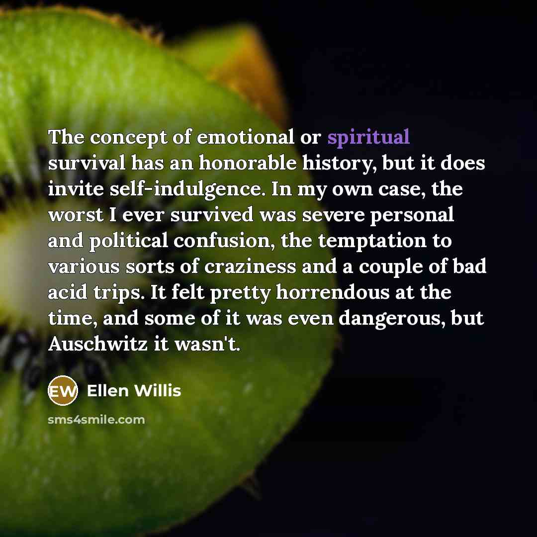 “The concept of emotional or spiritual survival has an honorable…” quote by Ellen Willis