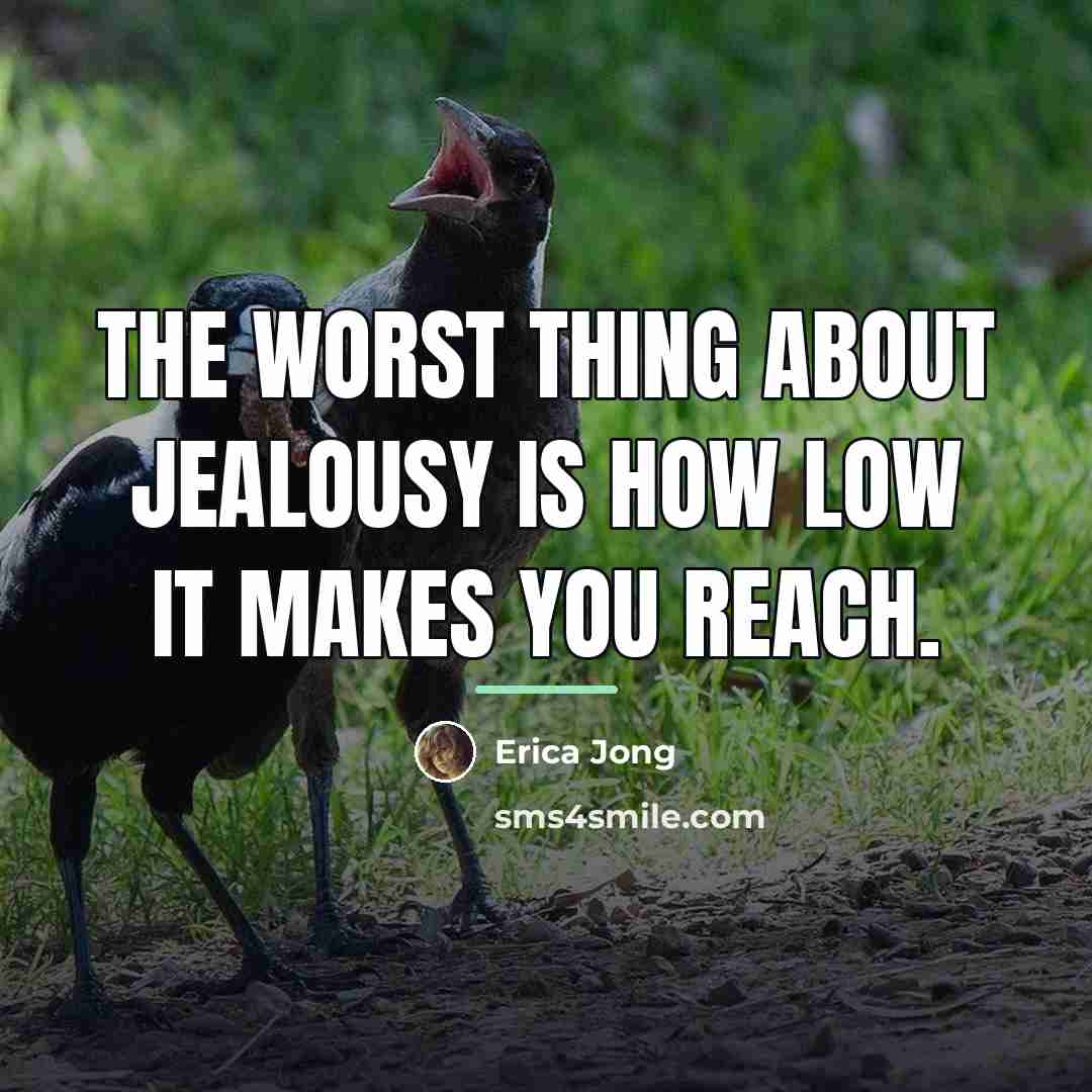 “The worst thing about jealousy is how low it makes…” quote by Erica Jong
