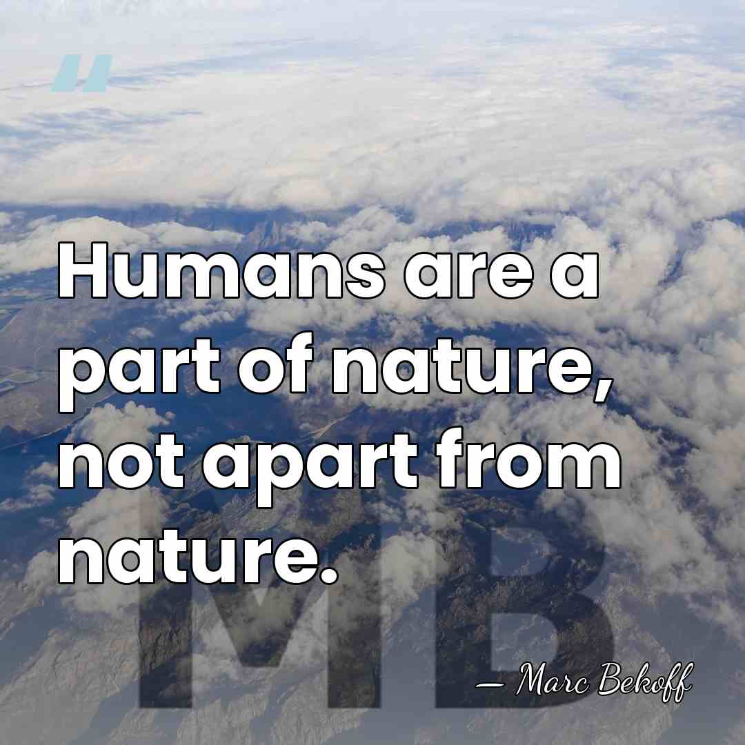 Humans are a part of nature, not apart from nature. - Marc Bekoff