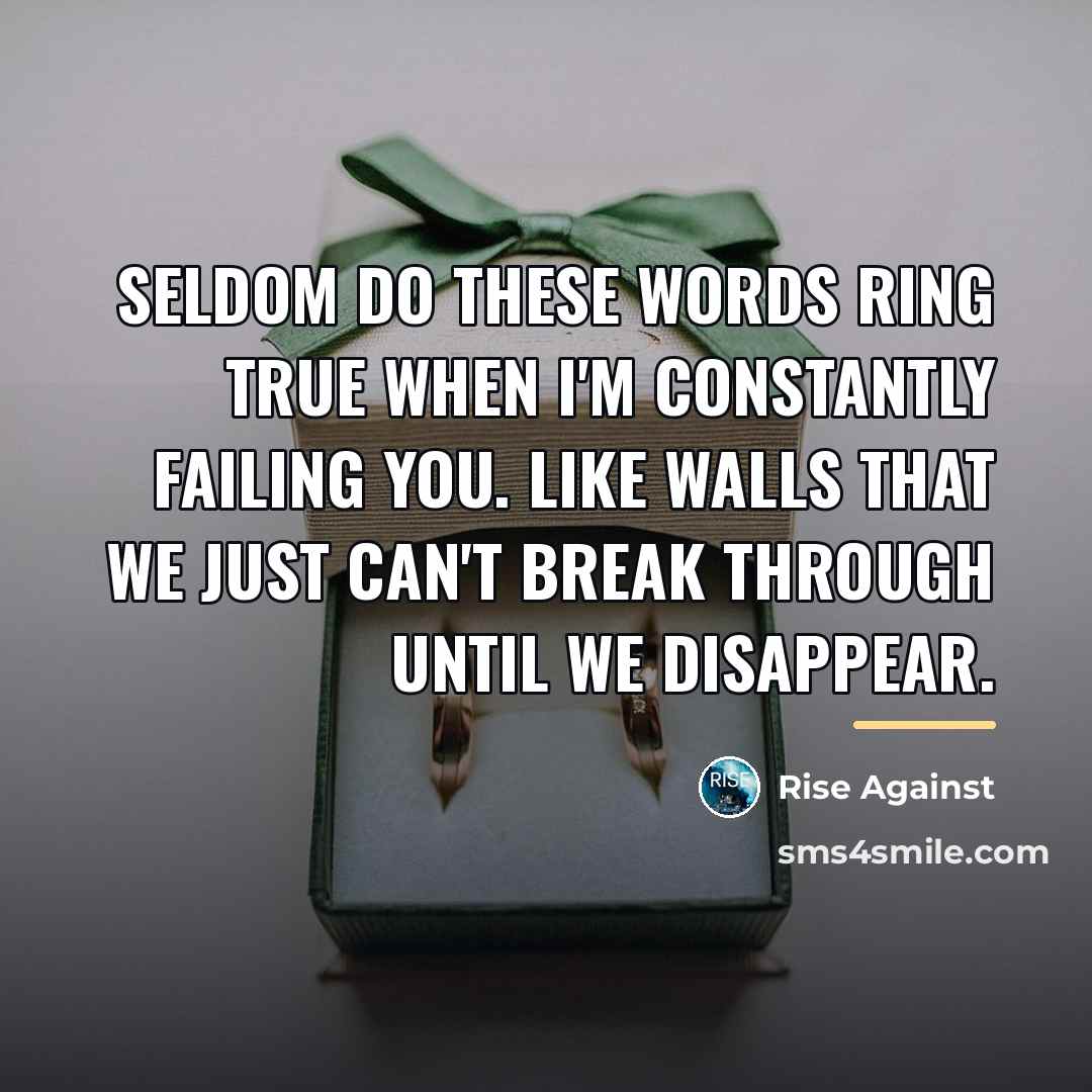 “Seldom do these words ring true when I'm constantly failing…” quote by Rise Against