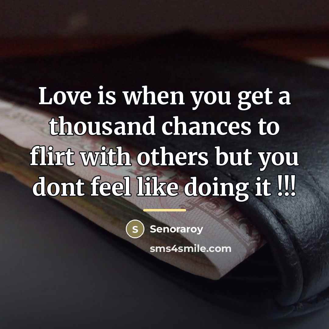 “Love is when you get a thousand chances to flirt…” quote by Senoraroy