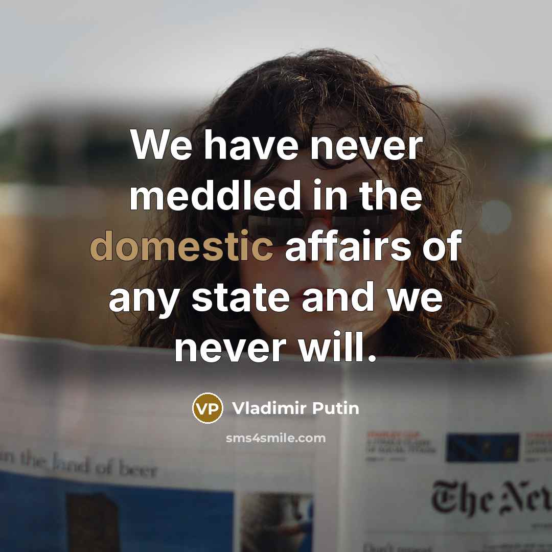 “We have never meddled in the domestic affairs of any…” quote by Vladimir Putin