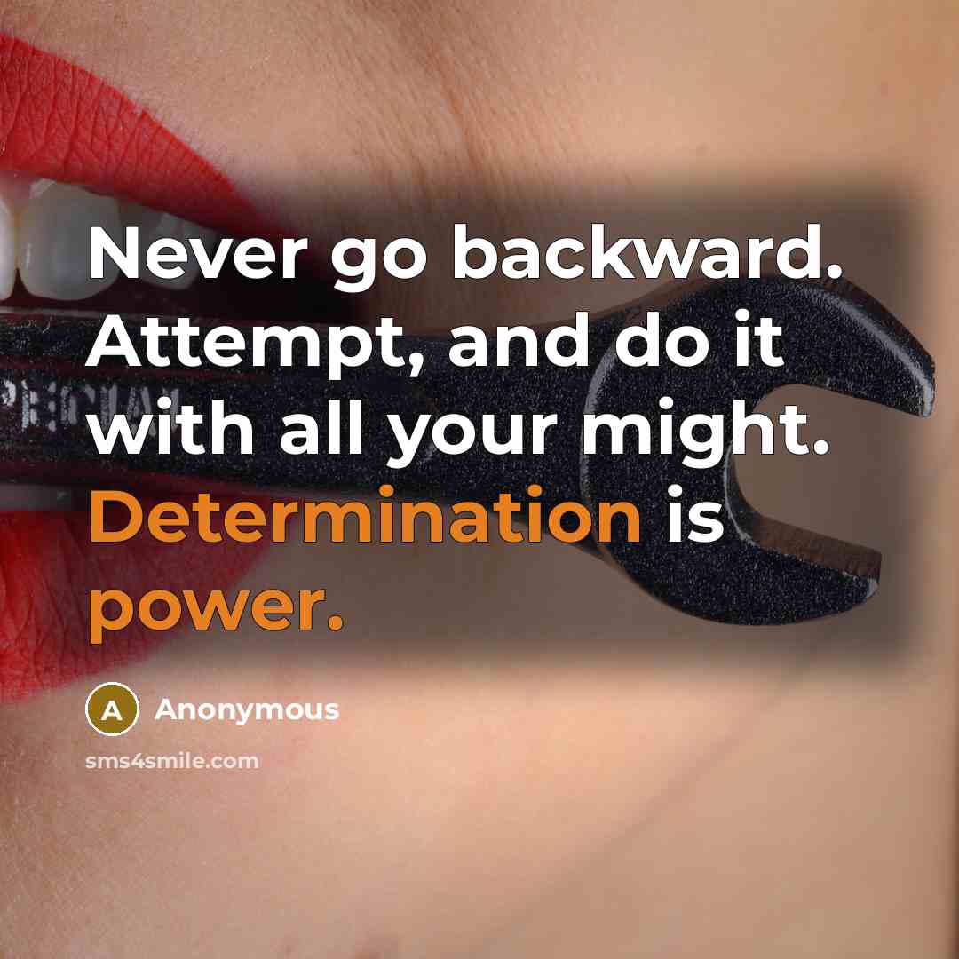 “Never go backward. Attempt, and do it with all your might. Determination is power.” quote by Anonymous