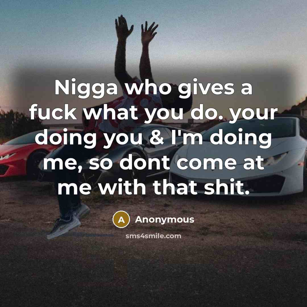 “Nigga who gives a fuck what you do. your doing…” quote by Anonymous