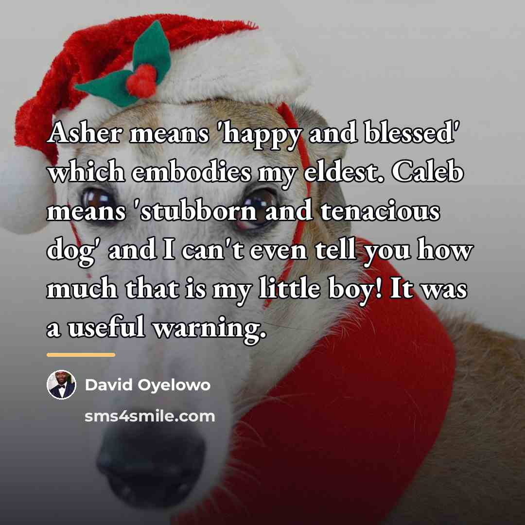 “Asher means 'happy and blessed' which embodies my eldest. Caleb…” quote by David Oyelowo
