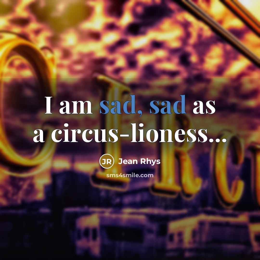 “I am sad, sad as a circus-lioness...…” quote by Jean Rhys