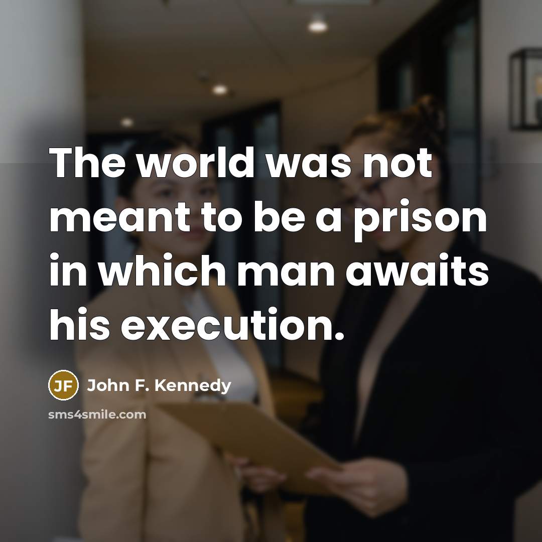 “The world was not meant to be a prison in…” quote by John F. Kennedy
