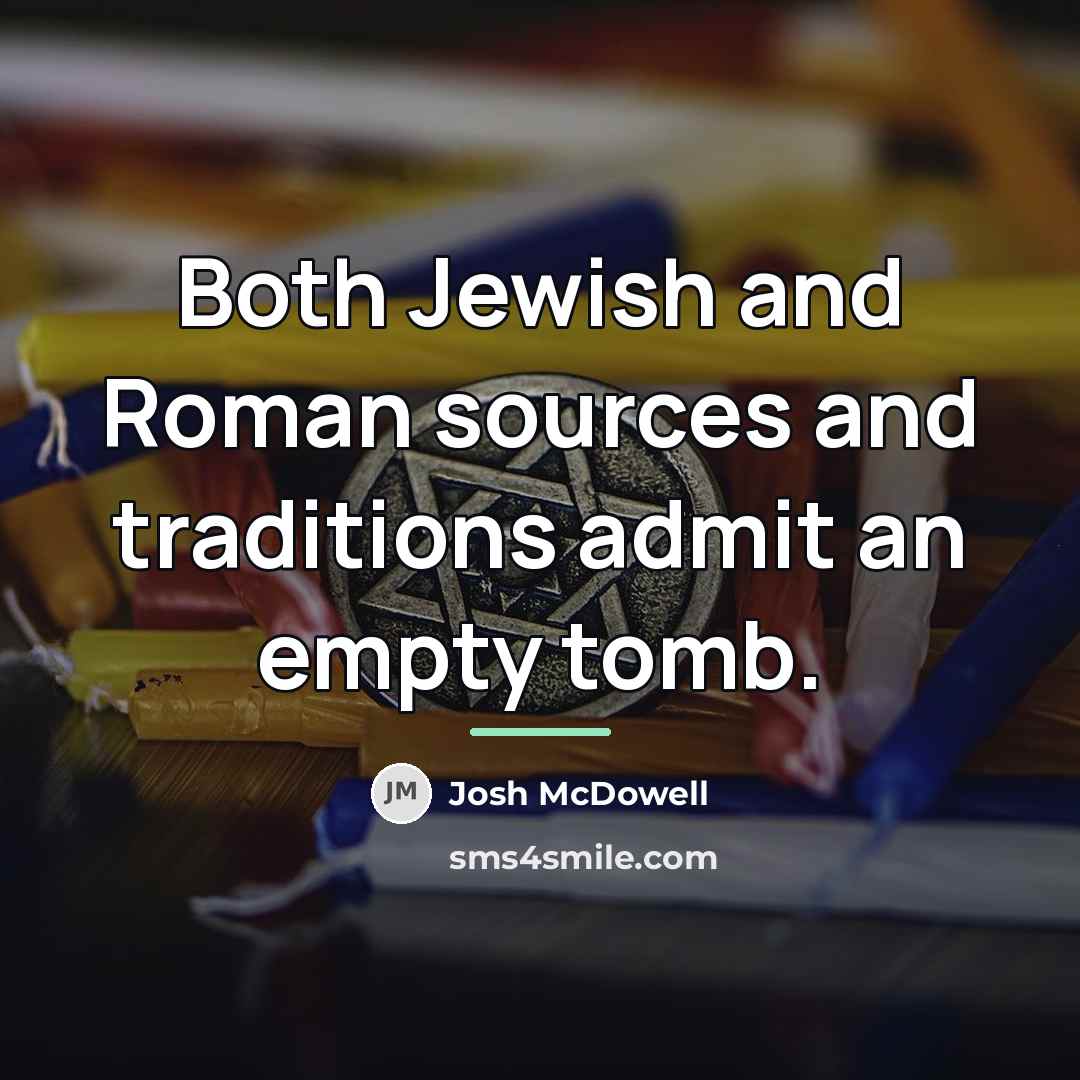 “Both Jewish and Roman sources and traditions admit an empty…” quote by Josh McDowell