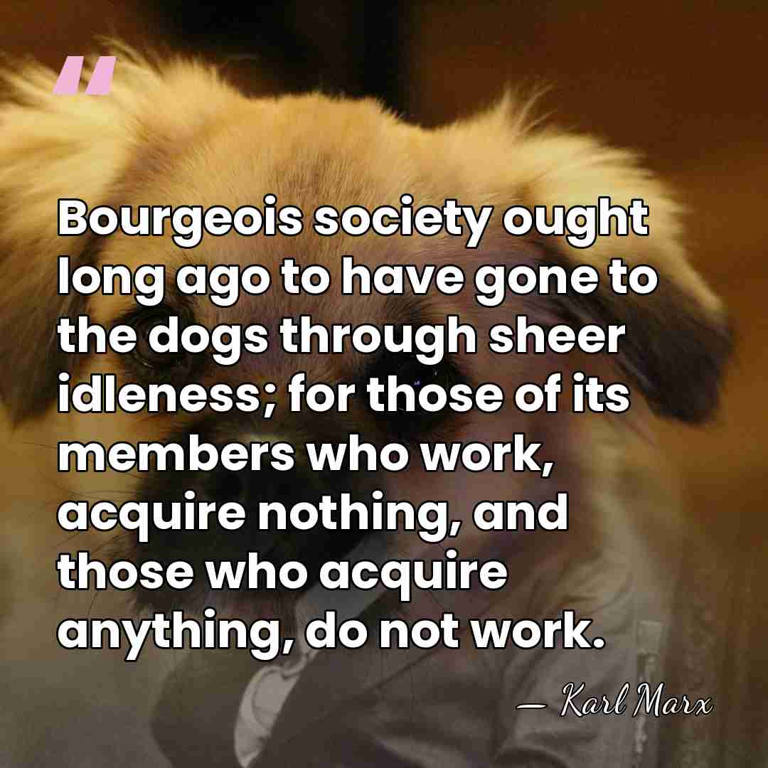 Bourgeois society ought long ago to have gone to the dogs through&hellip; - Karl Marx